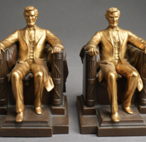 Daniel French (American 1850 - 1931), Pair Patinated Metal Lincoln Memorial-Form